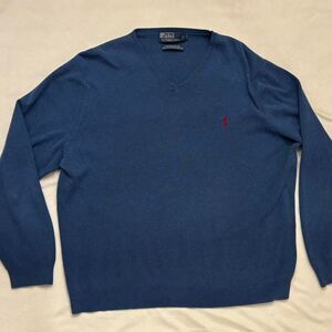 Vintage Polo Ralph Lauren Navy V-Neck Sweater | Men’s Size XL | Preppy